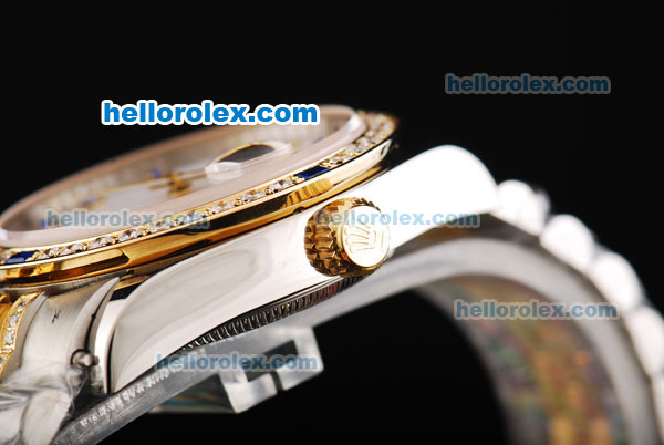 Rolex Datejust Automatic Movement with Diamond Bezel and Two Tone Bracelet - Click Image to Close